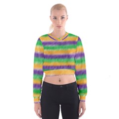 Mardi Gras Strip Tie Die Women s Cropped Sweatshirt by PhotoNOLA