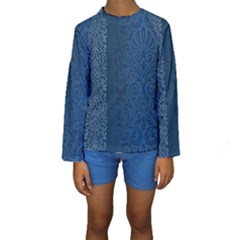 Fabric Blue Batik Kids  Long Sleeve Swimwear by Alisyart