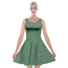 Illustration Green Grains Line Velvet Skater Dress by Alisyart