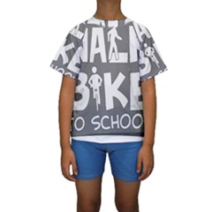 Bicycle Walk Bike School Sign Grey Kids  Short Sleeve Swimwear by Alisyart