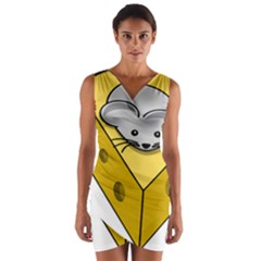 Cheese Mose Yellow Grey Wrap Front Bodycon Dress by Alisyart