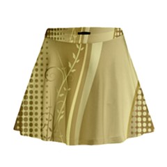 Golden Wave Floral Leaf Circle Mini Flare Skirt by Alisyart