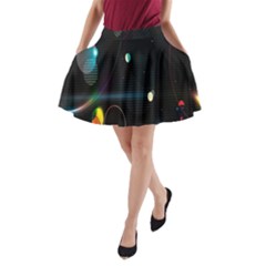 Glare Light Luster Circles Shapes A-line Pocket Skirt by Simbadda