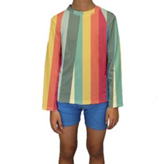 Texture Stripes Lines Color Bright Kids  Long Sleeve Swimwear by Simbadda
