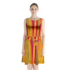 Pattern Sleeveless Chiffon Waist Tie Dress by Valentinaart