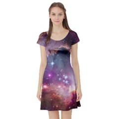 Small Magellanic Cloud Short Sleeve Skater Dress by SpaceShop