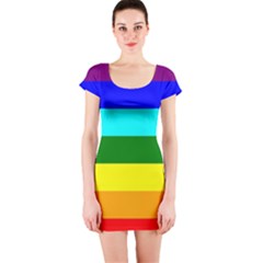 Rainbow Short Sleeve Bodycon Dress by Valentinaart