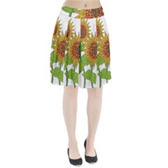 Sunflowers Flower Bloom Nature Pleated Skirt by Simbadda