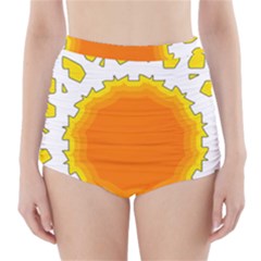 Sun Hot Orange Yrllow Light High-waisted Bikini Bottoms by Alisyart