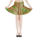 Tree Root Leaves Contour Outlines Mini Flare Skirt View3