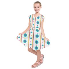 Beans Flower Floral Blue Kids  Short Sleeve Dress by Alisyart
