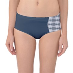 Argyle Triangle Plaid Blue Grey Mid-waist Bikini Bottoms by Alisyart