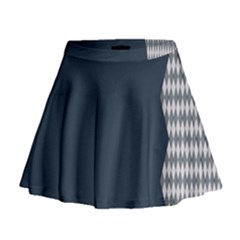 Argyle Triangle Plaid Blue Grey Mini Flare Skirt by Alisyart