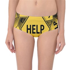 Caution Road Sign Help Cross Yellow Mid-waist Bikini Bottoms by Alisyart