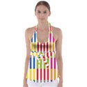 Color Bars Rainbow Green Blue Grey Red Pink Orange Yellow White Line Vertical Babydoll Tankini Top View1
