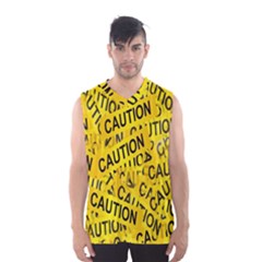 Caution Road Sign Cross Yellow Men s Basketball Tank Top by Alisyart