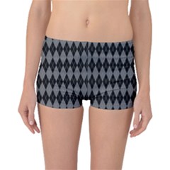 Chevron Wave Line Grey Black Triangle Boyleg Bikini Bottoms by Alisyart