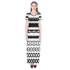 Love Heart Triangle Circle Black White Short Sleeve Maxi Dress by Alisyart