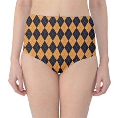 Plaid Triangle Line Wave Chevron Yellow Red Blue Orange Black Beauty Argyle High-waist Bikini Bottoms by Alisyart