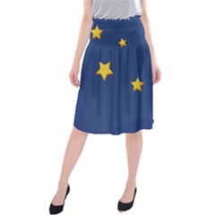 Starry Star Night Moon Blue Sky Light Yellow Midi Beach Skirt by Alisyart