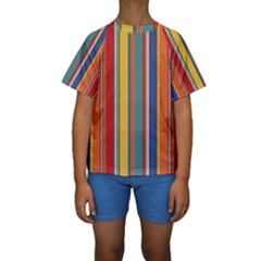 Stripes Background Colorful Kids  Short Sleeve Swimwear by Simbadda