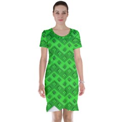 Shamrocks 3d Fabric 4 Leaf Clover Short Sleeve Nightdress by Simbadda