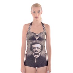 Edgar Allan Poe  Boyleg Halter Swimsuit  by Valentinaart