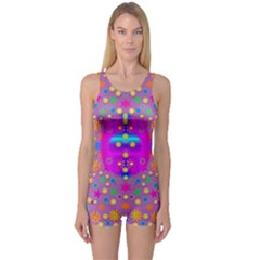 Colors And Wonderful Flowers On A Meadow One Piece Boyleg Swimsuit by pepitasart