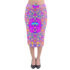 Colors And Wonderful Flowers On A Meadow Velvet Midi Pencil Skirt by pepitasart