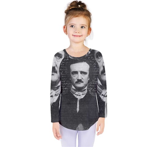Edgar Allan Poe  Kids  Long Sleeve Tee by Valentinaart