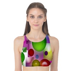 Colorful Bubbles Squares Background Tank Bikini Top by Simbadda