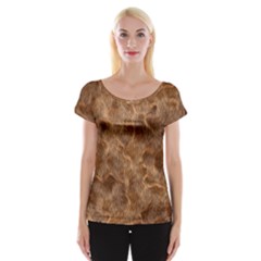 Brown Seamless Animal Fur Pattern Women s Cap Sleeve Top by Simbadda