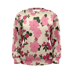 Vintage Floral Wallpaper Background In Shades Of Pink Women s Sweatshirt by Simbadda