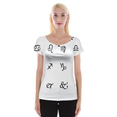 Set Of Black Web Dings On White Background Abstract Symbols Women s Cap Sleeve Top by Amaryn4rt