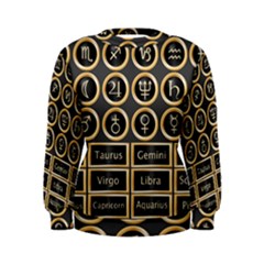 Black And Gold Buttons And Bars Depicting The Signs Of The Astrology Symbols Women s Sweatshirt by Amaryn4rt