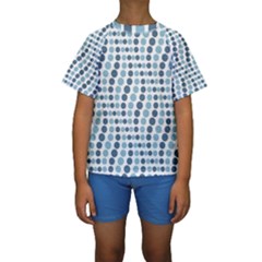 Circle Blue Grey Line Waves Kids  Short Sleeve Swimwear by Alisyart