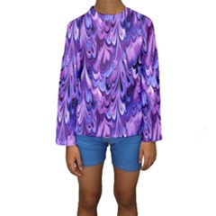 Purple Marble  Kids  Long Sleeve Swimwear by KirstenStar