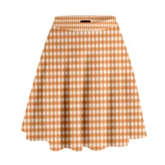 Orange Tablecloth Plaid Line High Waist Skirt by Alisyart