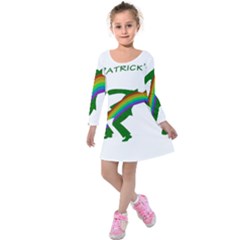 St  Patricks Kids  Long Sleeve Velvet Dress by Valentinaart