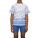 Blue And White Floral Background Kids  Short Sleeve Swimwear View1