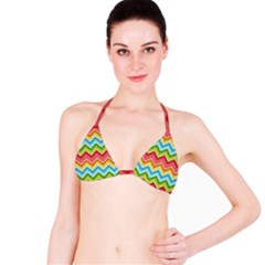 Colorful Background Of Chevrons Zigzag Pattern Bikini Top by Amaryn4rt
