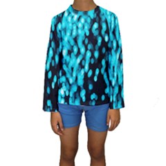 Bokeh Background In Blue Color Kids  Long Sleeve Swimwear