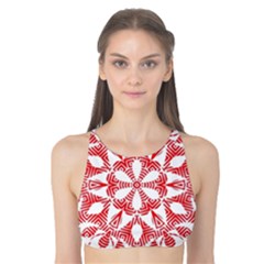 Red Pattern Filigree Snowflake On White Tank Bikini Top by Amaryn4rt
