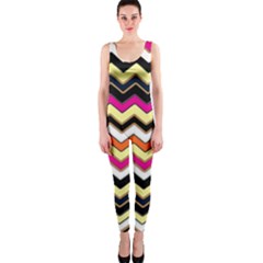 Colorful Chevron Pattern Stripes Onepiece Catsuit by Amaryn4rt