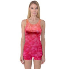 Abstract Red Octagon Polygonal Texture One Piece Boyleg Swimsuit by TastefulDesigns