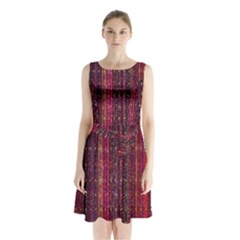 Colorful And Glowing Pixelated Pixel Pattern Sleeveless Chiffon Waist Tie Dress by Amaryn4rt
