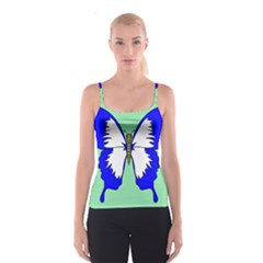 Draw Butterfly Green Blue White Fly Animals Spaghetti Strap Top by Alisyart