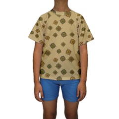 Compass Circle Brown Kids  Short Sleeve Swimwear by Alisyart