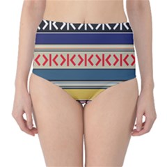 Original Code Rainbow Color Chevron Wave Line High-waist Bikini Bottoms by Alisyart