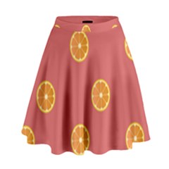 Oranges Lime Fruit Red Circle High Waist Skirt by Alisyart